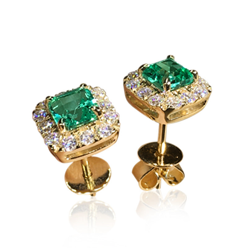 Arlina – Emerald Halo Stud Earrings
