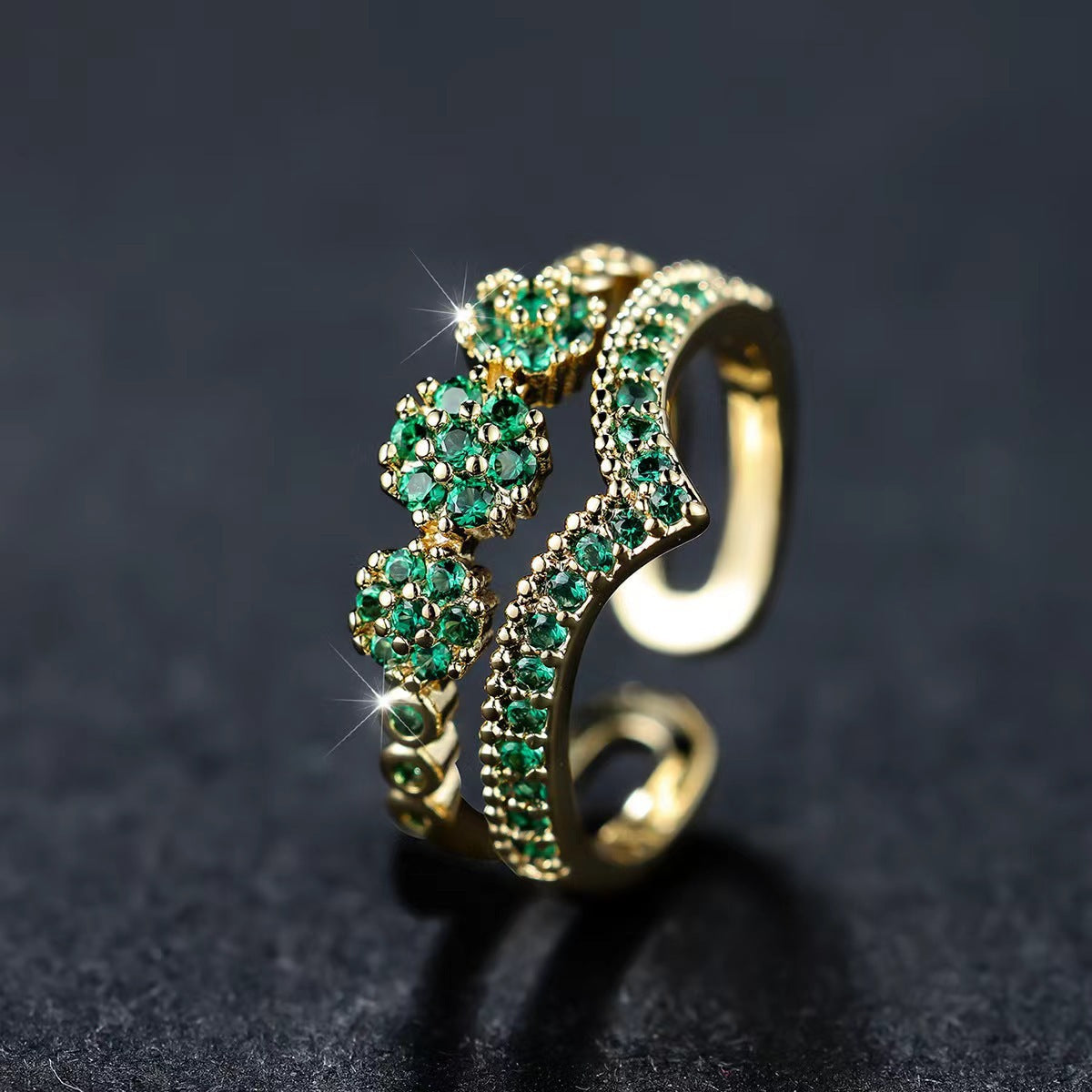 Julina – Cluster Emerald Crown Ring