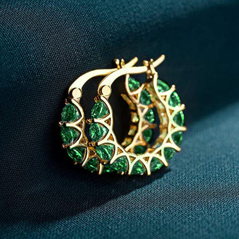 Brooklyn – Emerald Hoop Earrings