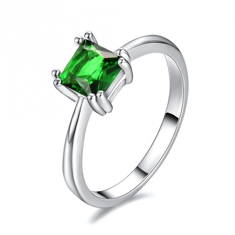 Maelis – Square-Cut Emerald Ring