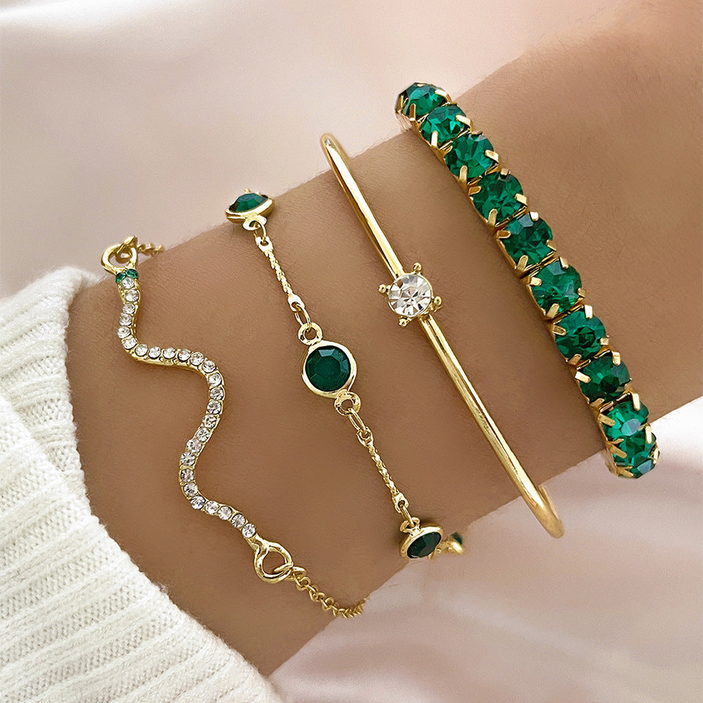 Marcelline – Emerald Gold Bracelet Set