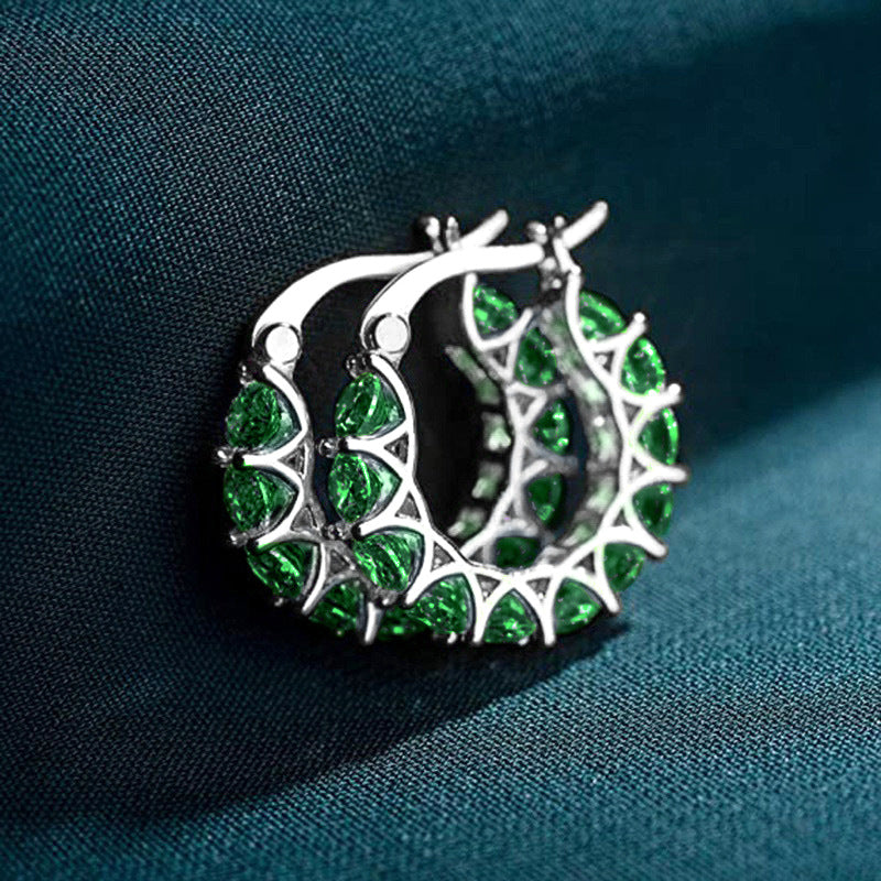 Aubrey – Emerald White Gold Hoop Earrings