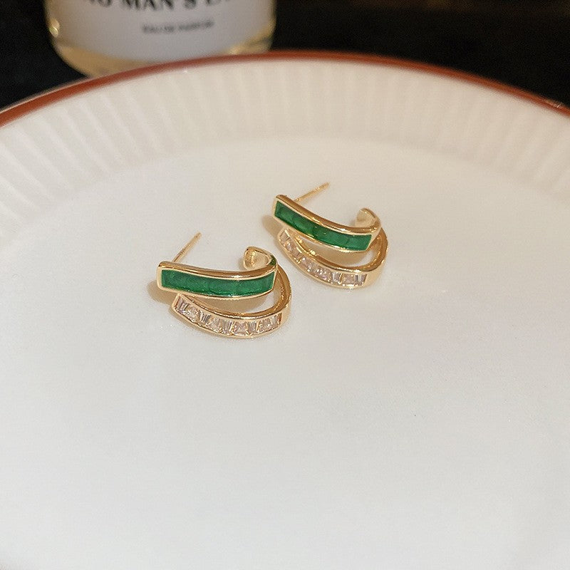 Rhea – Emerald Wave Earrings