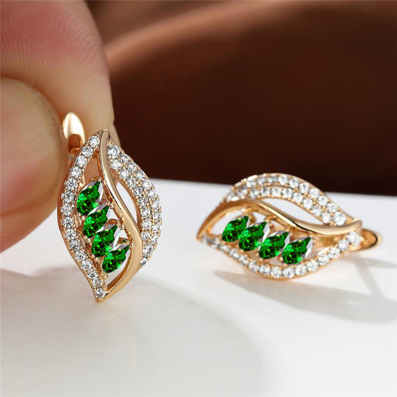 Sabrina – Leaf Emerald Earrings