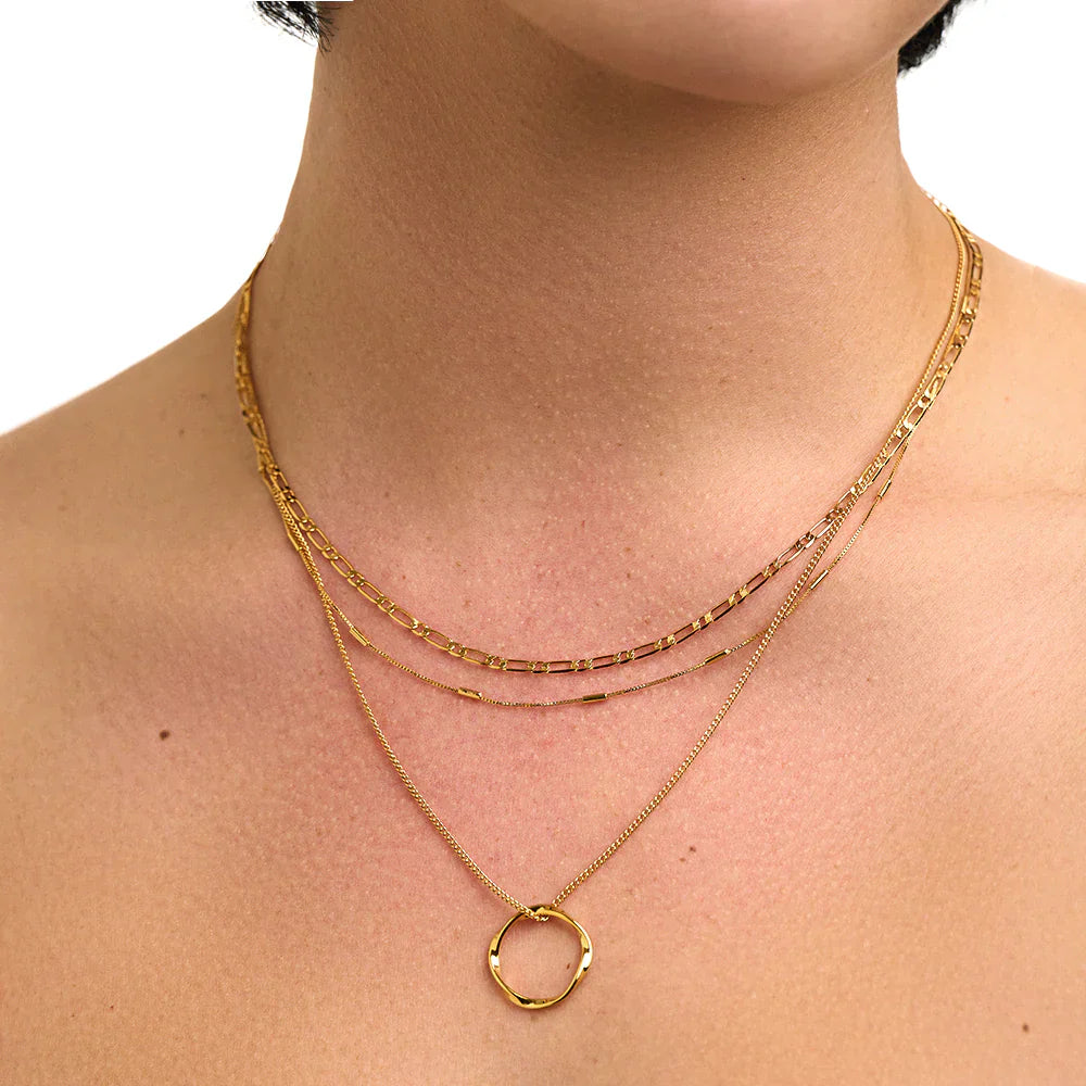 Celeste - Open Circle Three Row Necklace