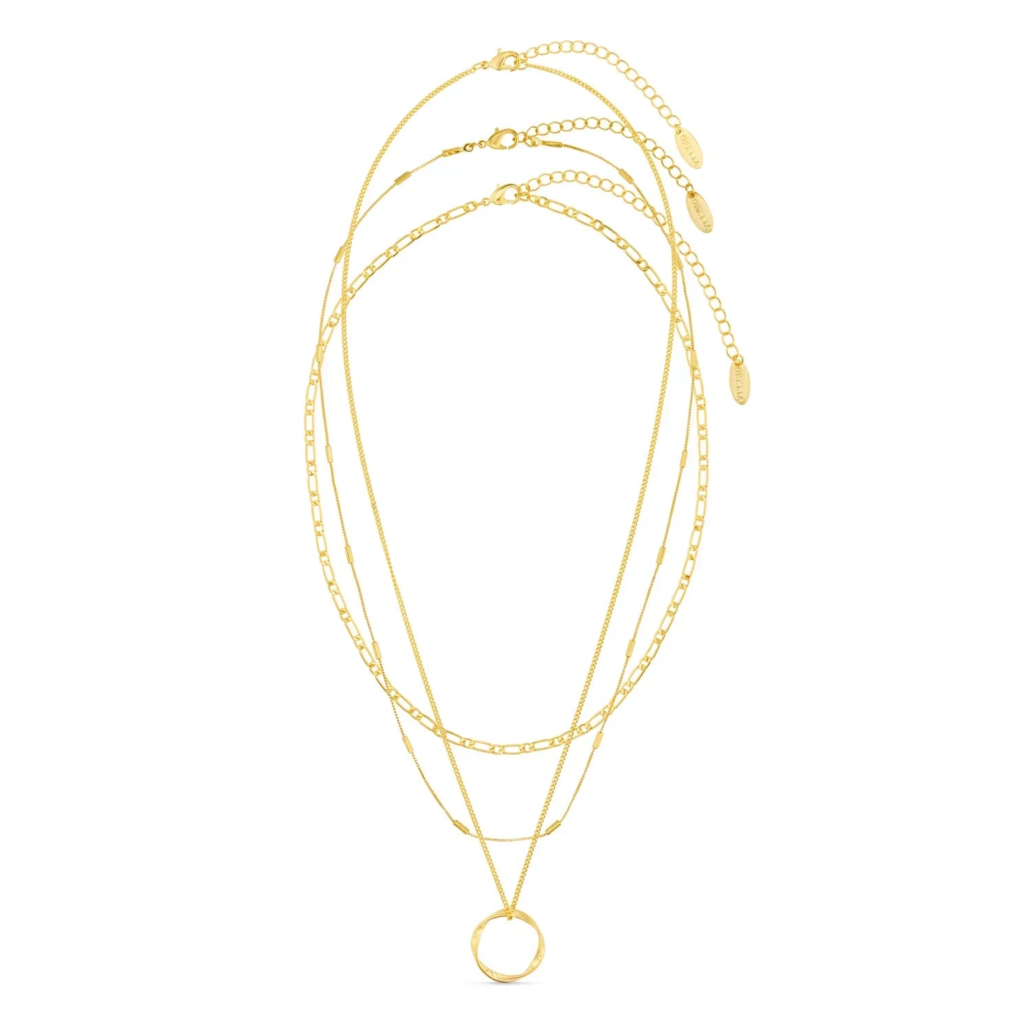 Celeste - Open Circle Three Row Necklace