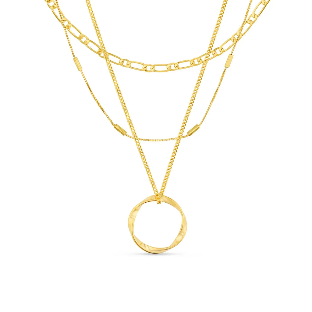 Celeste - Open Circle Three Row Necklace