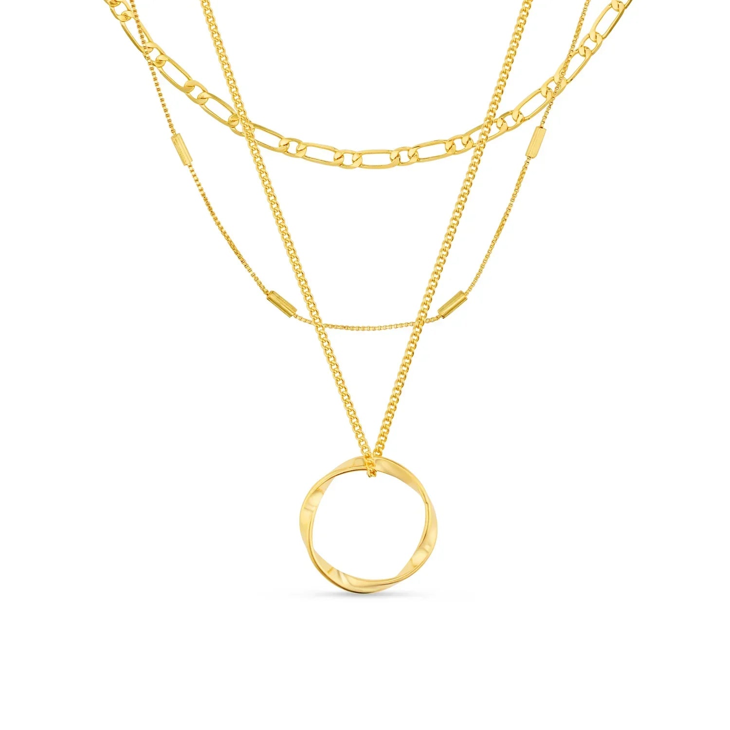 Celeste - Open Circle Three Row Necklace
