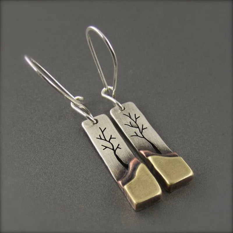 Maribel – Etched Tree Landscape Earrings