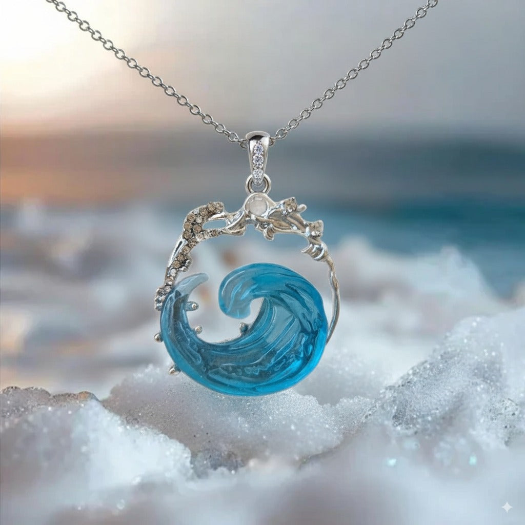 Marina – Crystal Wave Pendant Necklace