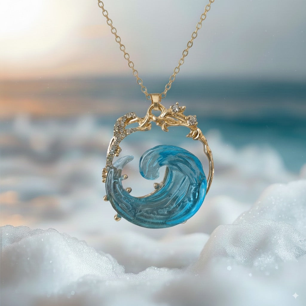 Marina – Crystal Wave Pendant Necklace