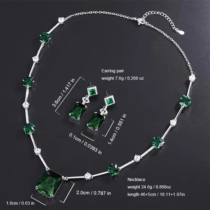 Marceline – White Gold Emerald Jewelry Set