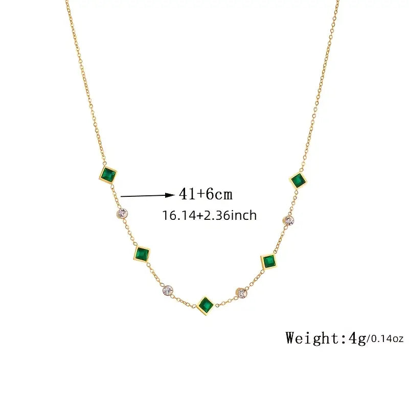 Elara – Emerald Square Necklace