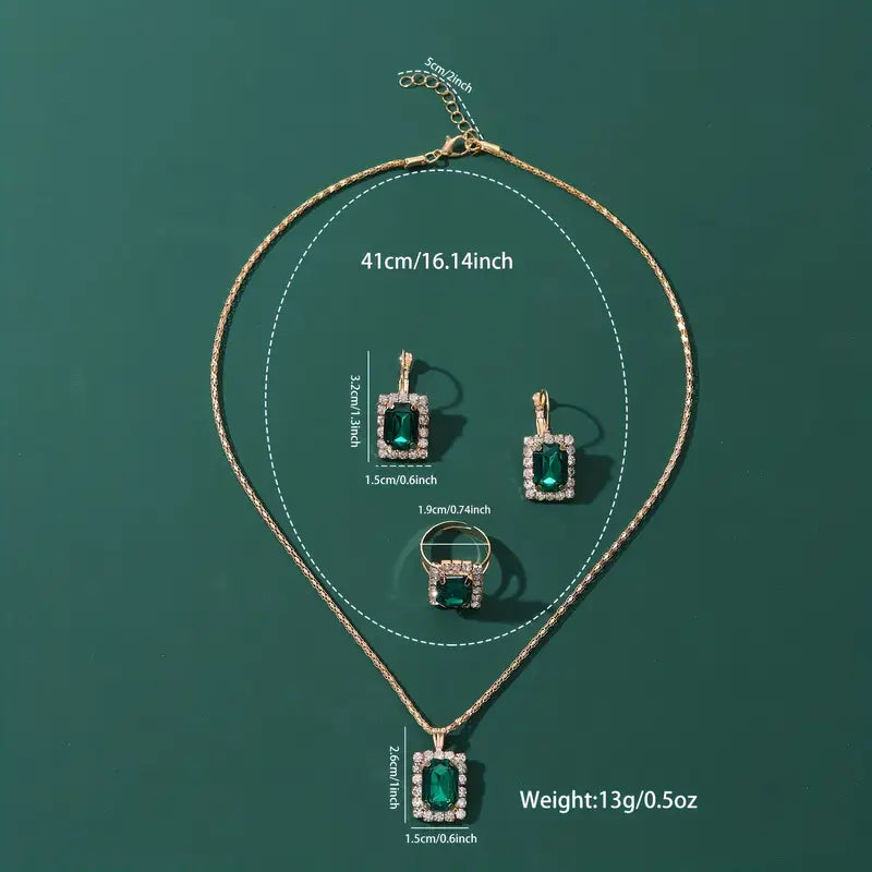 Clarissa – White Gold Emerald Jewelry Set