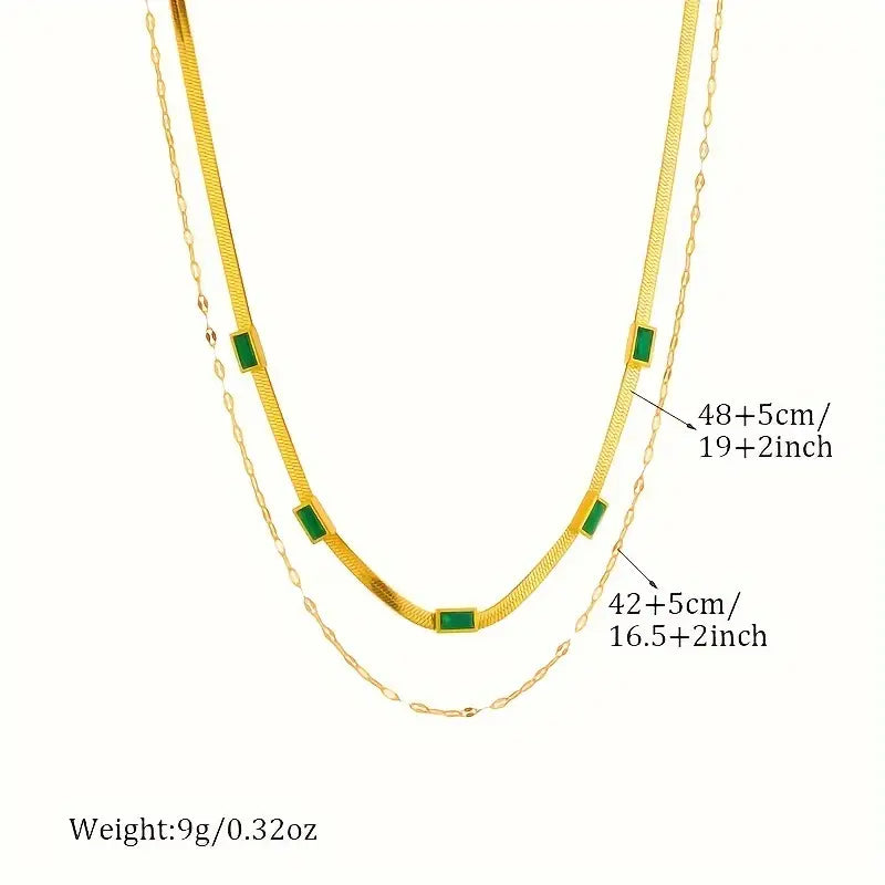 Valeria – Emerald Double Layer Necklace