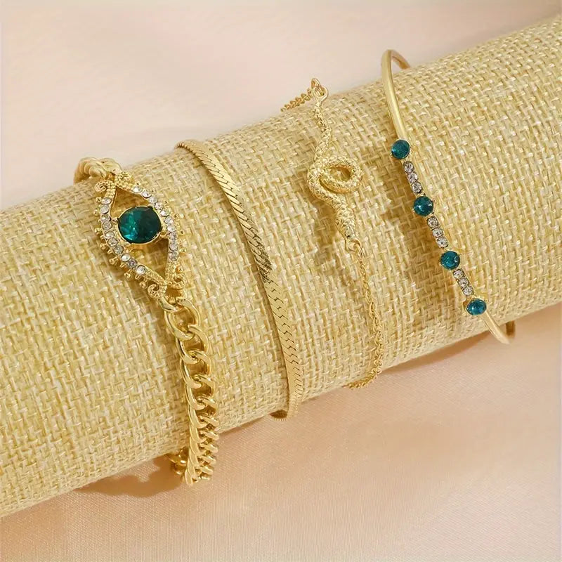Harper – Emerald Gold Bracelet Set