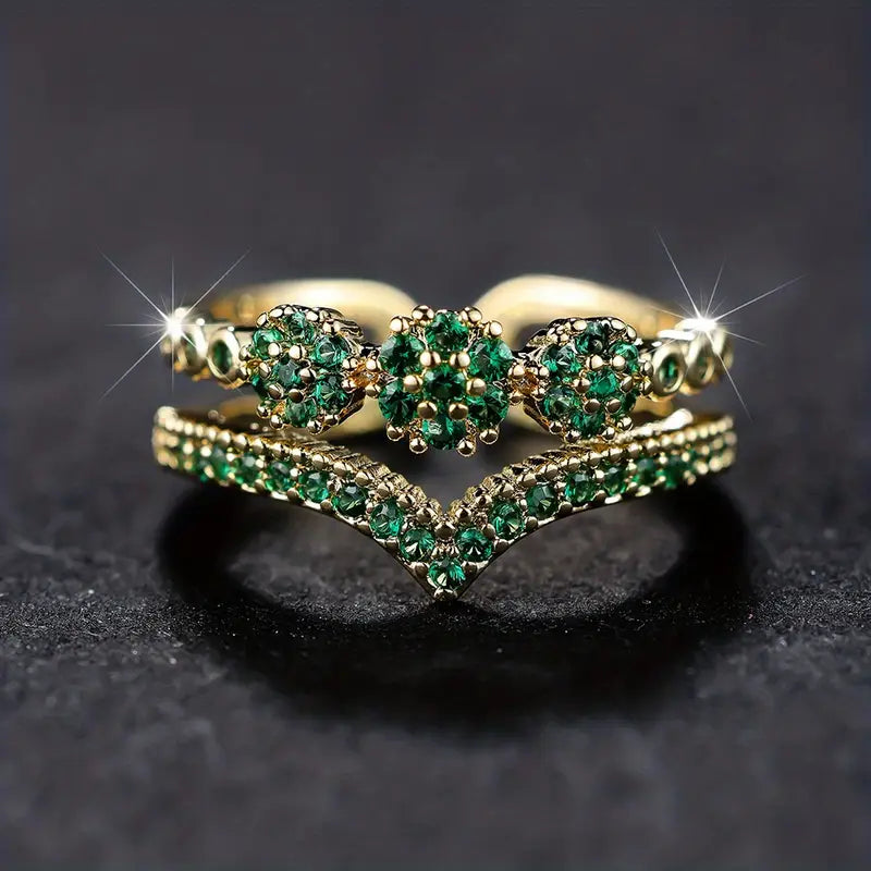Julina – Cluster Emerald Crown Ring