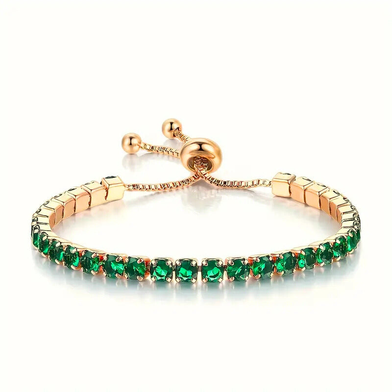 Alessia – Gold Emerald Adjustable Bracelet