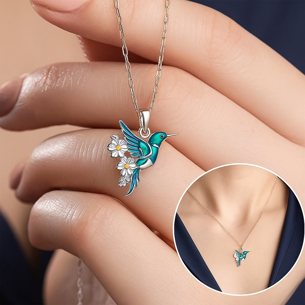 Milena – Hummingbird Flower Necklace with Bonus Earrings