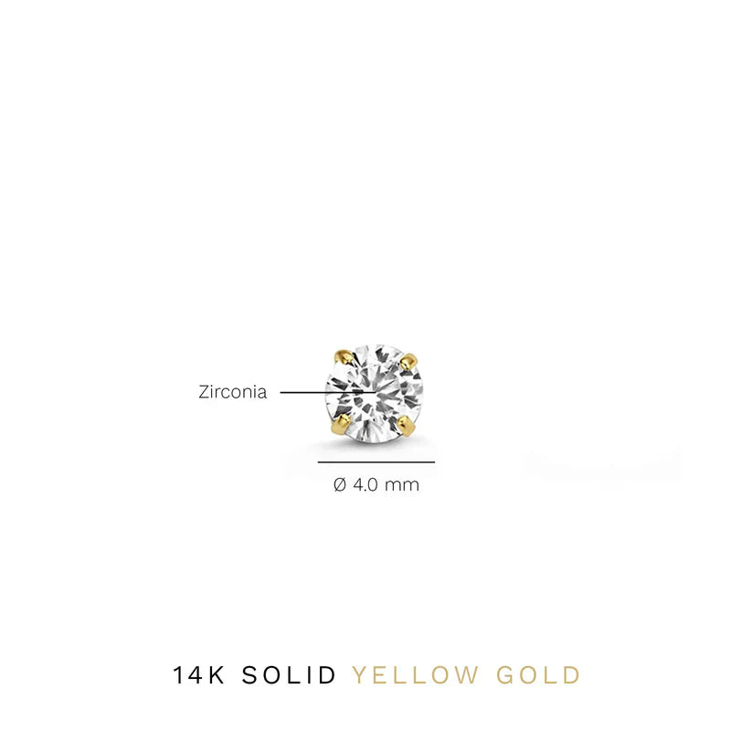 Nora – Solitaire Gold Stud Earrings