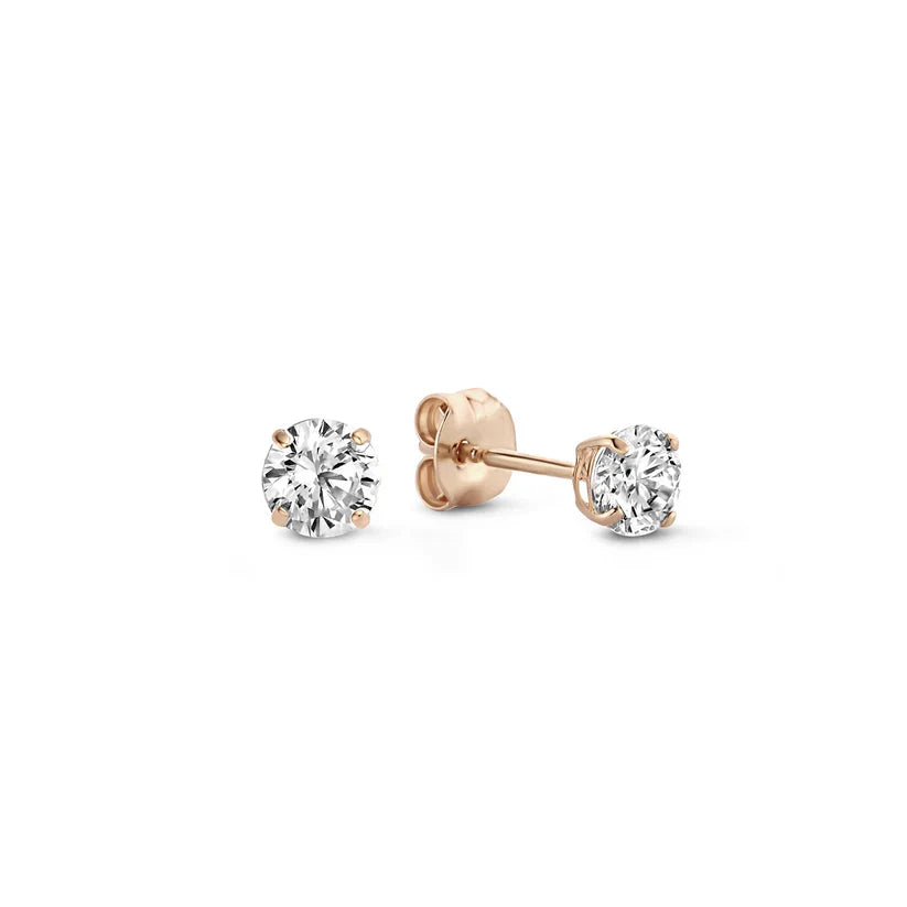Nora – Solitaire Gold Stud Earrings