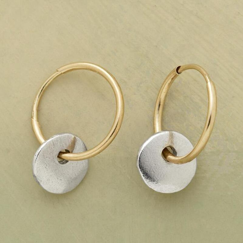Mila – Mixed Metal Disc Hoop Earrings