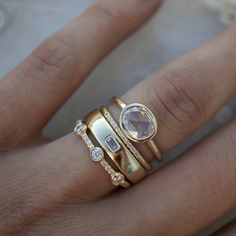 Marina – Stacked Gold Diamond Rings