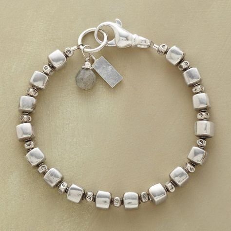Elodie – Textured Silver Bead Bracelet