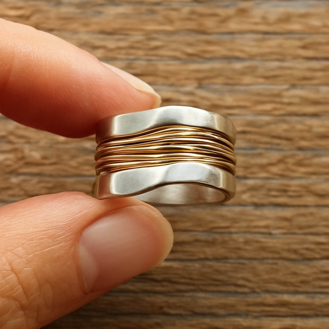 Arden – Two-Tone Wavy Band Ring