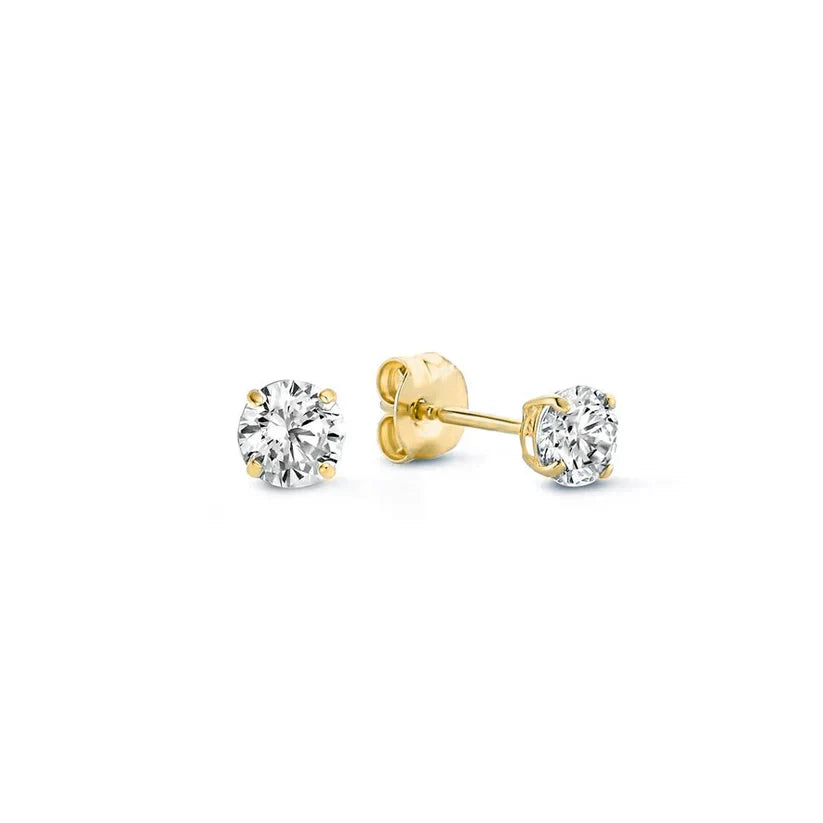 Nora – Solitaire Gold Stud Earrings