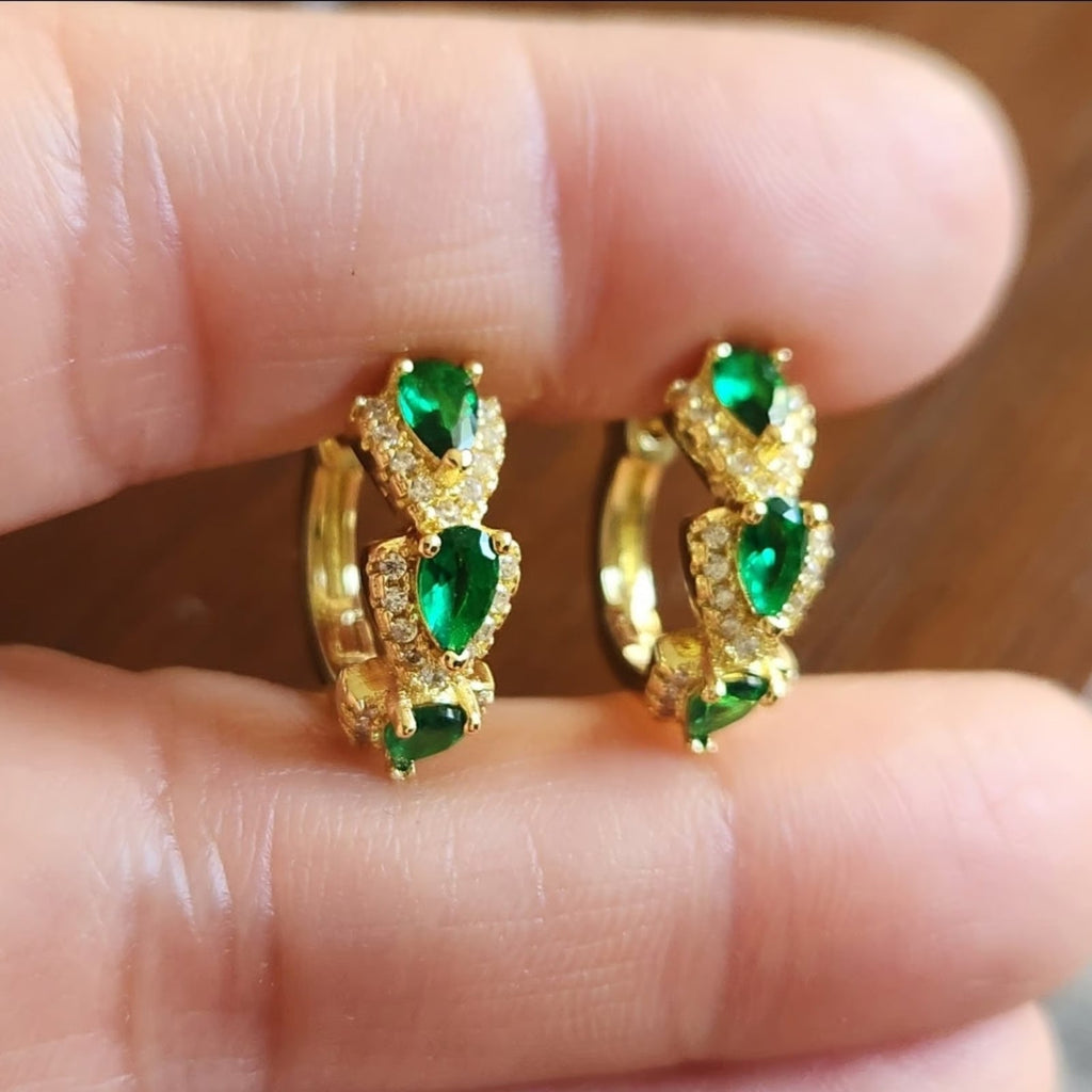 Julissa – Gold Gemstone Hoop Earrings